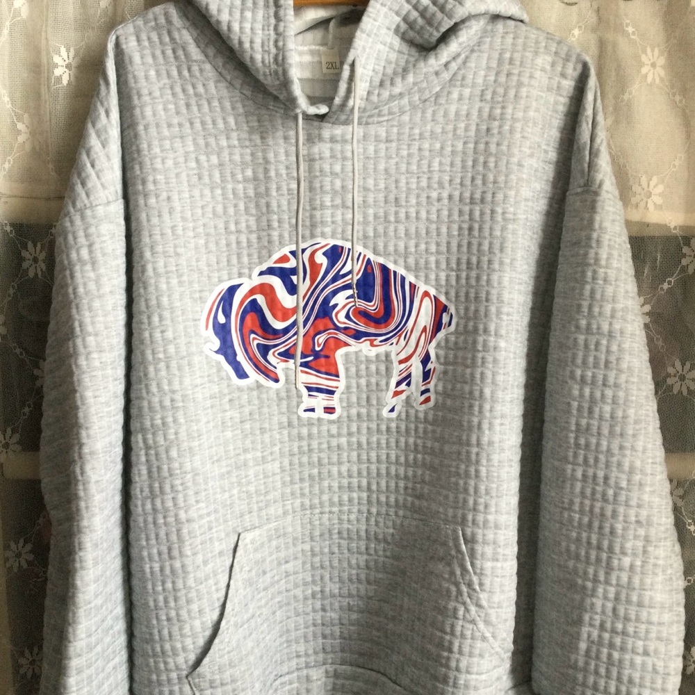 Temu Buffalo Bills Gray Hooded Sweater